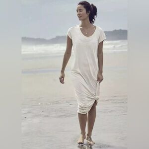 Athleta Martinique Modal Blend‎ Maxi Dress Cream Beige w/ Pockets Sz. XS